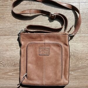 Vintage Fossil Brown Leather Crossbody Bag for Women